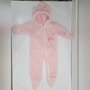 Vintage USA Cuddle Time Hooded Pink & White Checkered Print-Kitty Winter Outfit